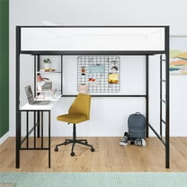 Novogratz Axel Metal Loft Bed with Desk and Shelves, Full