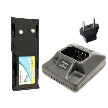 HNN9628 Battery and Charger with EU Adapter for Motorola GP300, CP450, WPNN4044AR, Radius GP300, GTX Two-Way Radio (1800mAh, 7.5V, NI-MH)