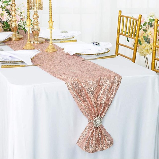 Sparkly Gold Sequin Table Runners 12X108 Inch Shimmer Table for Wedding Party Anniversary Birthday Cake Table Cloth