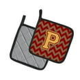 thumbnail image 2 of Letter P Chevron Garnet and Gold Pair of Pot Holders, 2 of 2