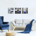 thumbnail image 6 of 3 Pcs Black and White Canvas Wall Art for Living Room Bedroom Bathroom Girls Dark Blue Paris Theme Room Decor Oil Painting Print Umbrella Tower Eiffel Painting for Wall Decor (16X16inchX3pcs,, 6 of 6