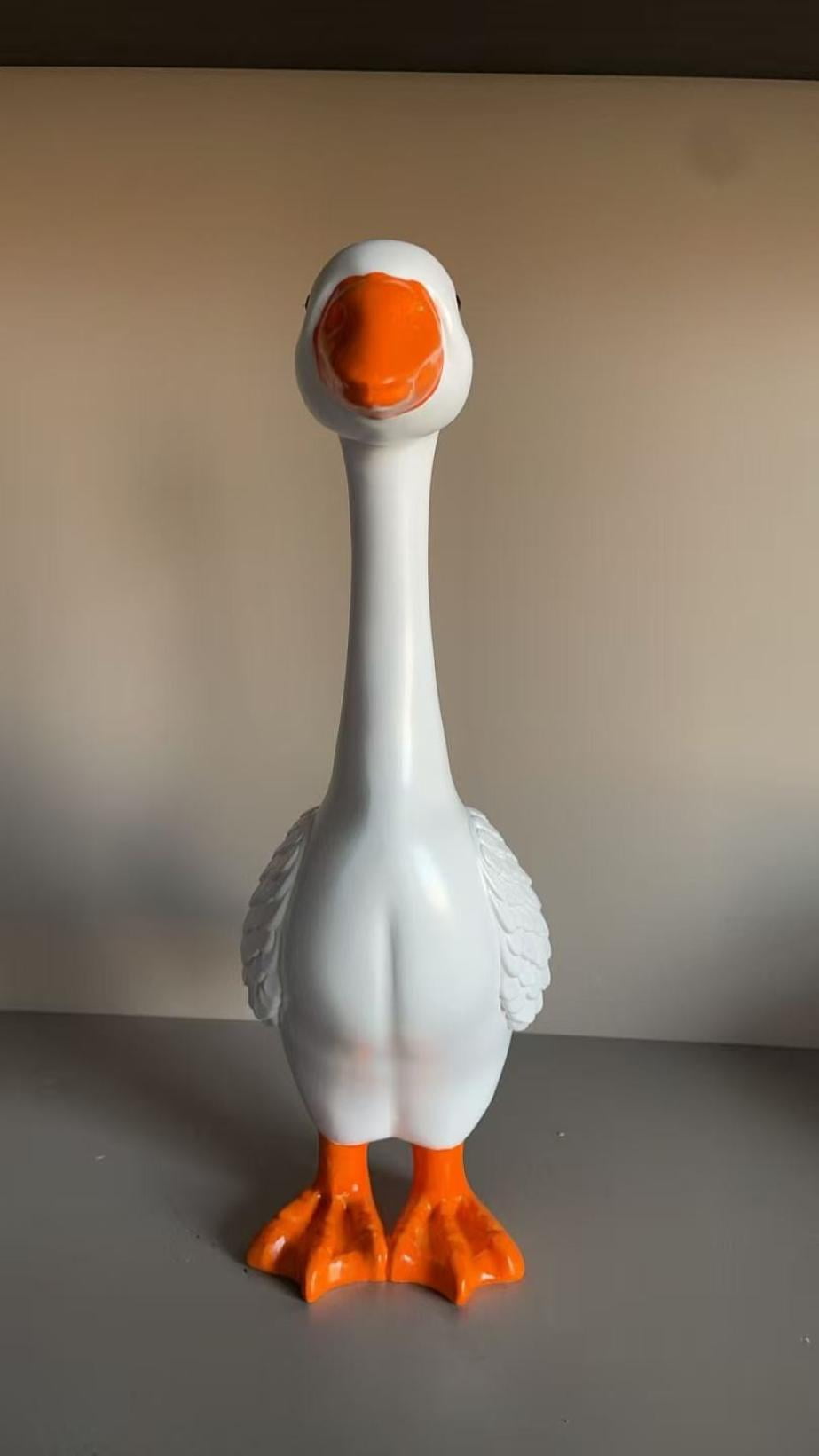 Porch Goose Statue, White Goose Figurine for Indoor Outdoor Decor, Garden Sculptures & Statues for Front Porch Patio Yard