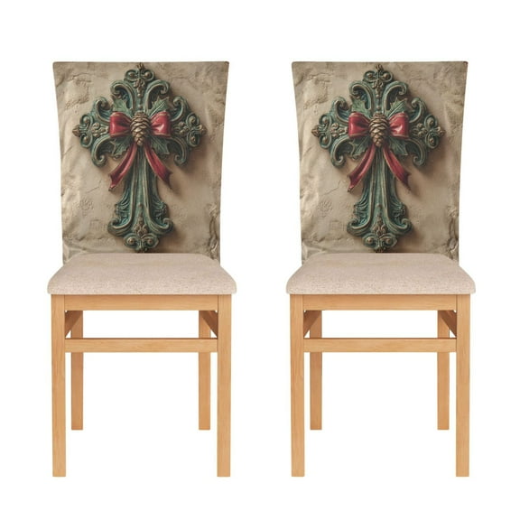 Decorative Chair Back Cover One Size x2 Chair Cover Dining Chair Slipcovers Chair Back Decoration Festival Chair Decoration Christmas Cross Beautiful