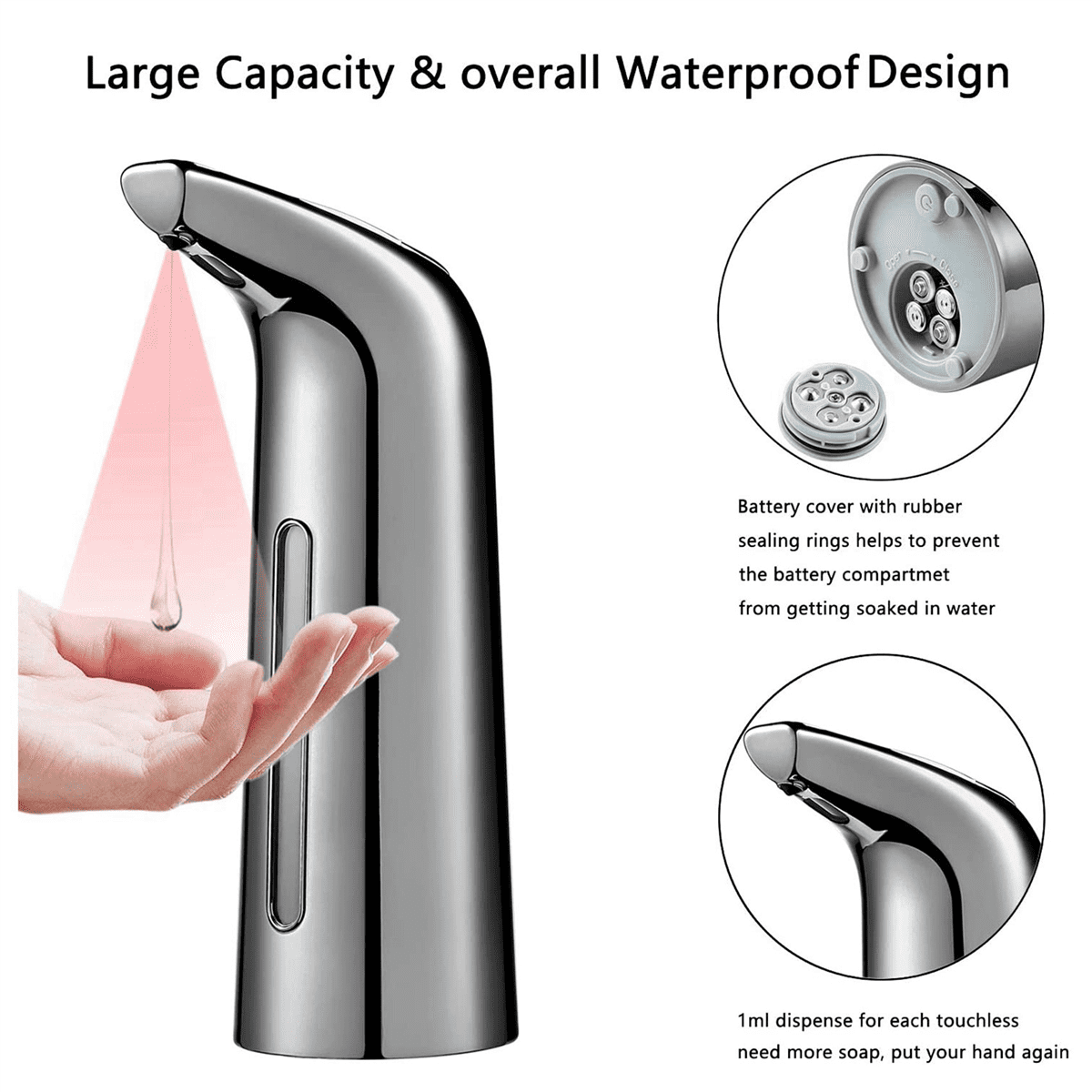 3X Automatic Soap Dispenser Touchless 400Ml,Automatic Sensor Soap Dispenser,Dish Soap Dispenser for Kitchen