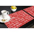 thumbnail image 5 of Valentine''s Day Placemats Set of 6, I Love You More Placemat for Dining Table Decorations, Cotton Linen Simple Words Red Place Mats, Valentines Table Mats for Kitchen Dinner Holiday Party Decor, 5 of 6