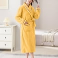 thumbnail image 4 of Winter Fleece Robe for Women Shawl Collar Fuzzy Warm Soft Kimono Bathrobe Long Sleeve Nightgown Sleepwear with Pockets, 4 of 9