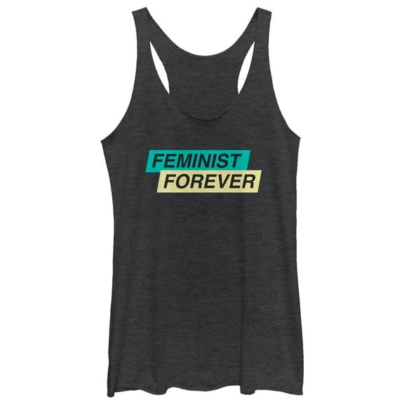 Women's CHIN UP Feminist Forever  Racerback Tank Top Black Heather Large