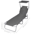 thumbnail image 4 of vidaXL Chaise Longue Pliable avec Dossier Réglable Gris, 4 of 4