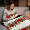 thumbnail image 5 of Christmas Flannel Blanket for Bed,Travel and Camping, Poinsettia Leaf Winter Floral Super Soft Cozy Blanket for All Seasons 60"x80", 5 of 9