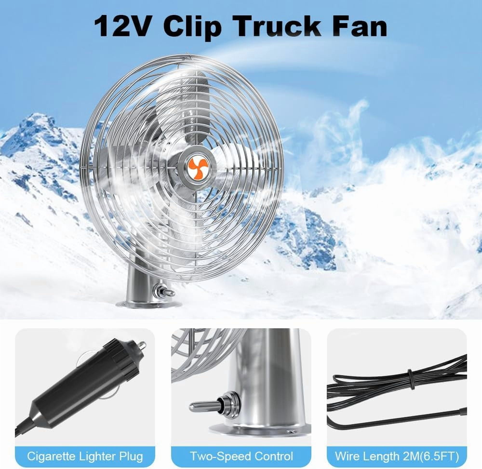 Heavy Duty 12V 6" All-Metal 2-Speed Fan, RV, Truck & Car Cigarette Lighter Cooling Fan, Circulates Air (6FT Cord)