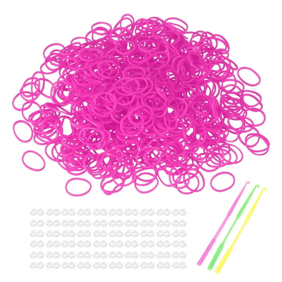 Uxcell 1800 Pcs Loom Rubber Bands Kit with 75 Pcs S-Clips 3-Hooks Plum Red