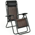 thumbnail image 3 of Patiojoy Brown Folding Recliner Patio Rattan Zero Gravity Lounge Chair With Headrest, 3 of 9