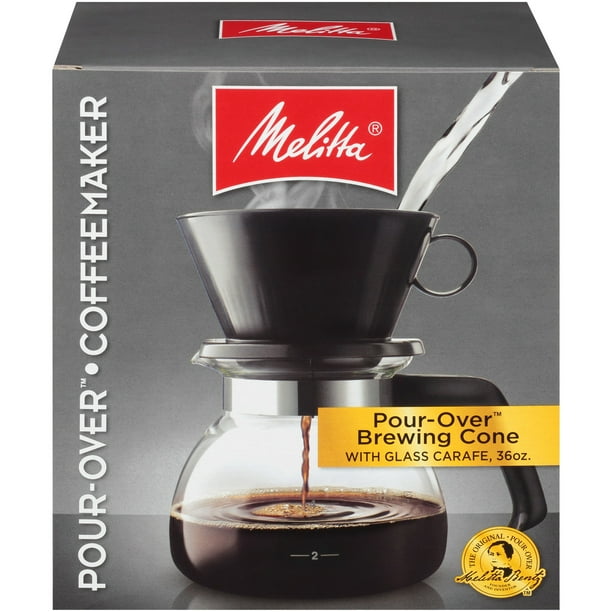 Melitta® PourOver Brewer 6 Cup Cone Coffee Maker with Glass Carafe Box