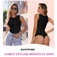 thumbnail image 3 of MANIFIQUE Shapewear Bodysuits for Women Tummy Control - Sleeveless Crew Neck Thong Boduysuit Body Shaper, 3 of 7