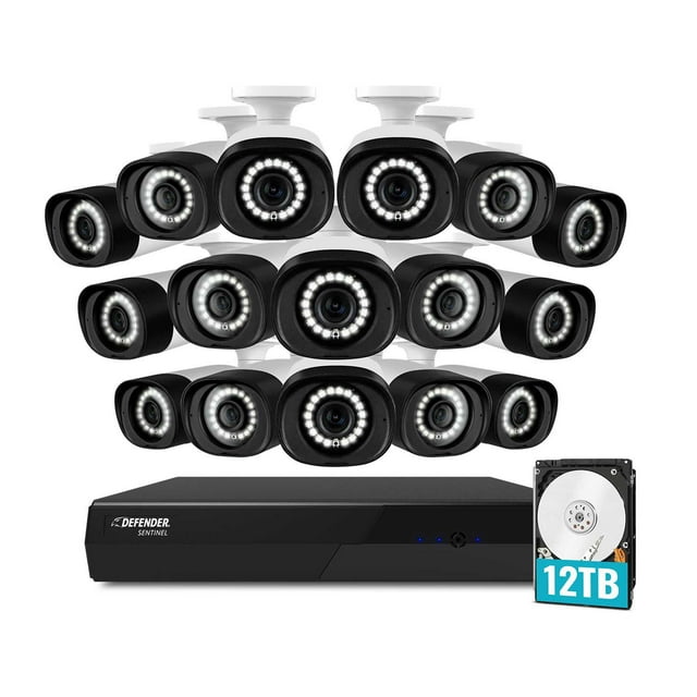 Defender Sentinel UHD 4K Cameras with 12TB NVR Security System, 16pk.