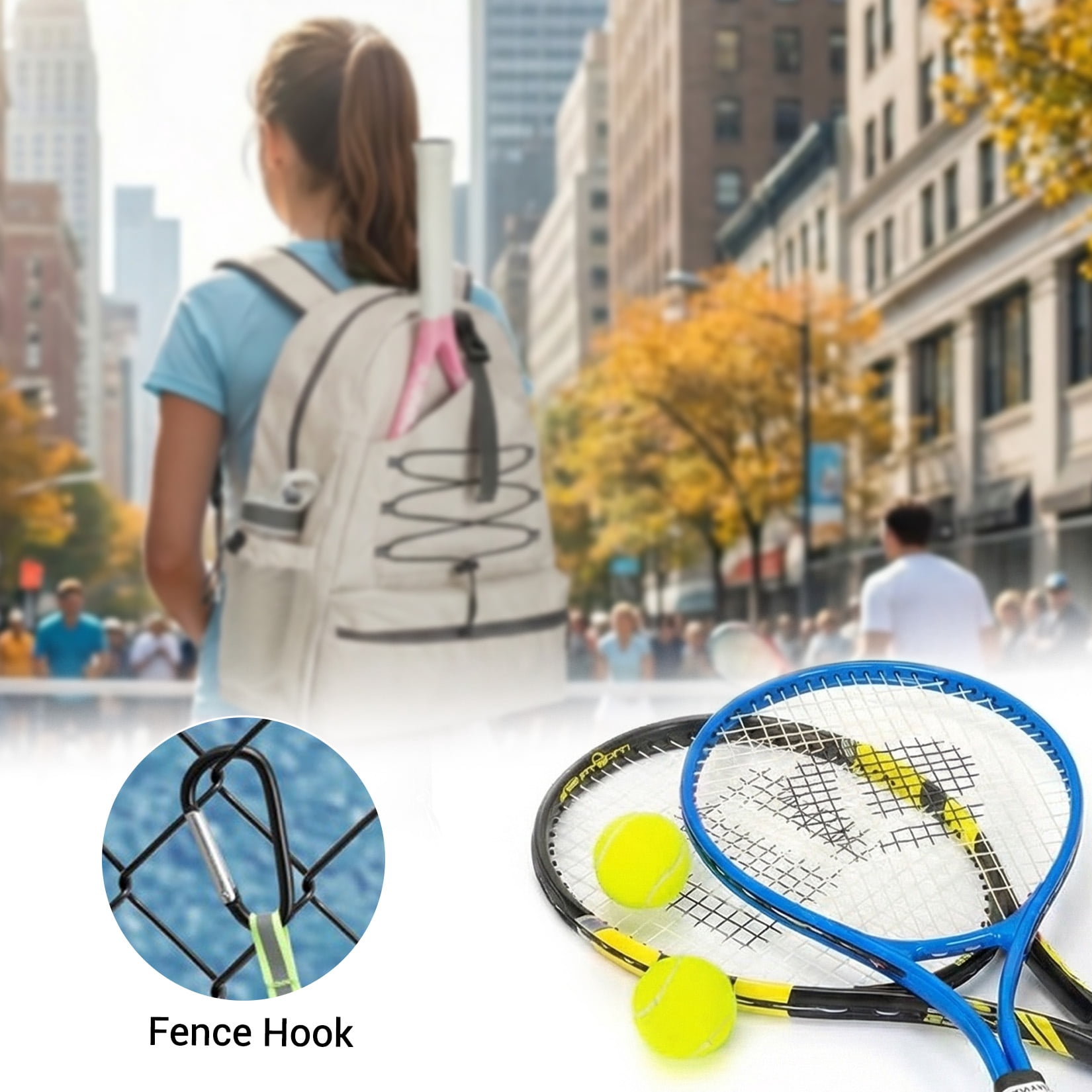 High-quality Tennis Backpack for 2 Rackets – Large Capacity Water-Resistant Bag with Ventilated Shoe Compartment, Multiple Pockets, Fence Hook – For Men & Women
