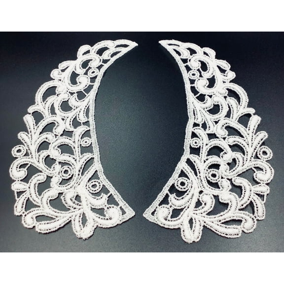 White Vintage Venice Lace Collar Pair (7" High X 2-3/4" Wide)- 3 Pairs