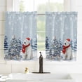 thumbnail image 3 of Blue Bear Christmas Kitchen Curtain 2 Panels Curtains 54 Inch Length, Xmas Tree Snowflake Curtains Rod Pocket Curtains Window Drapes Treatment Window Cafe Curtains, 3 of 5