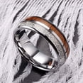 thumbnail image 3 of Wedding Rings Men Women. 8mm Silver Tungsten Wedding Band Wood & Meteorite, 3 of 4
