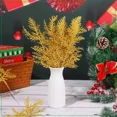 thumbnail image 4 of Ramas de pino artificiales con purpurina, plantas falsas, adornos para árbol de Navidad, hojas con lentejuelas doradas y brillantes, suministros para decoración del hogar para fiestas navideñas, 4 of 5