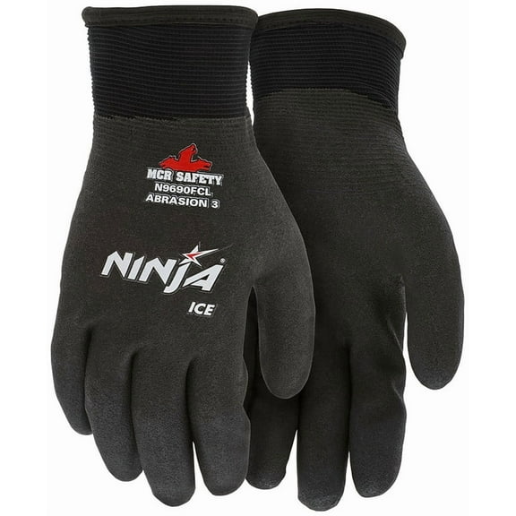 Ninja Ice N9690FCM Insulated Work Gloves, 15-Gauge Nylon Shell, Acrylic Terry Liner, Full HPT Coating, Wet/Dry Grip, Size M