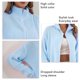 thumbnail image 4 of Cárdigan De Punto Hombro Caído Manga Larga Cuello Alto Suelto Mujer Otoño Invierno Suéter Abrigo Azul Claro M, 4 of 5