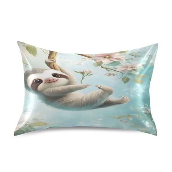 Ryvnso Satin Pillowcase Cute Sloth Pillow Cases Standard Size 26x20in