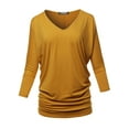 thumbnail image 2 of SSOULM Women's 3/4 Sleeve V-Neck Draped Dolman Top (S-3XL), 2 of 4