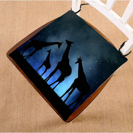 

PHFZK Animal Chair Pad Herd of Giraffes in the Night Sky Seat Cushion Chair Cushion Floor Cushion Two Sides Size 20x20 inches