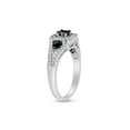 thumbnail image 2 of 1/2 Carat CTTW Black And White Natural Diamond Three Stone Halo Engagement Ring In 14K White Gold Over Sterling Silver (0.50 Cttw, I2-I3 Clarity), 2 of 3