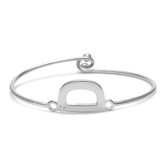 SuperJeweler D Initial Bangle Bracelets for Women with Cubic Zirconia Accent