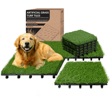 Artificial Grass Tiles Outdoor, Turf Squares 12x12 in, Pack 9