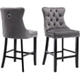 thumbnail image 4 of Velvet Upholstered Bar Stools Set of 2 with Back and Wood Legs, Metal Pulling Ring, Armless Counter Height Barstools for Kitchen Island, Pub, 4 of 7