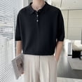 thumbnail image 5 of Summer Clothing Men's Light Luxury Knitted Short Sleeve Polo Shirt Streetwear Button-down Korean Fashion Solid Color Knitwear, 5 of 6