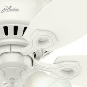 Hunter 52 inch Indoor Ceiling Fan with LED Lights - White Ceiling Fan with Pull Chain, For Bedroom, Living Room, or Kitchen, Low Profile Mount, No Remote, 5 Blades - Builder 53326, Snow White