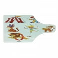 thumbnail image 1 of Circus Cutting Board, Cartoon Style Composition of Circus Theme Art Wild Animals and Performer, Decorative Tempered Glass Cutting and Serving Board, Wine Bottle Shape, Multicolor, by Ambesonne, 1 of 1
