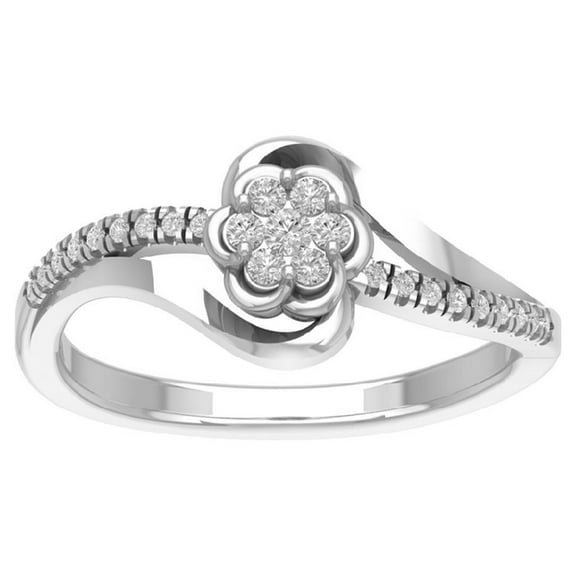 Araiya 10K White Gold Diamond Flower Band Ring (1/5 cttw, I-J Color, I2-I3 Clarity), Size 7