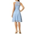thumbnail image 3 of INSPIRE CHIC Women's Dress Floral Lace Halter Neck Sleeveless Elegant Cocktail A-Line Dress XS Light Blue, 3 of 5