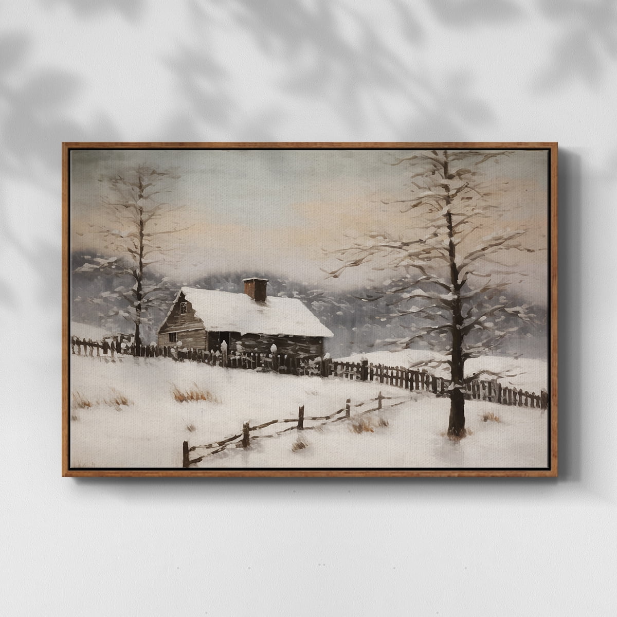 Vintage Landscape-II By Wexford Home Framed in Walnut Wood Gallery Wrapped Canvas 25 in. x 37 in.