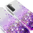thumbnail image 4 of For Samsung Galaxy S21 Plus/S21+ Case w/ TPU Screen Protector Liquid Quicksand Glitter Cute Bling Girls Women [Shock Proof] for Galaxy S21 Plus/S21+ - Clear/Purple, 4 of 5