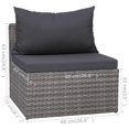 thumbnail image 1 of vidaXL 3 Piece Garden Sofa Set with Cushions Grey Poly Rattan, 1 of 4
