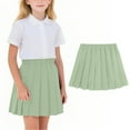 thumbnail image 6 of Diufon Girls Uniform Skirts Kids High Waist A-line Pleated Skorts Girls Solid Color Mini Skirts with Shorts, 6 of 8