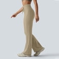 thumbnail image 6 of BOMYJESK Mini Flared Leggings for Women Yoga Pants with Pocket High Waist Bootcut Pants Tummy Control Casual Workout Bell Bottom Leggings Khaki S, 6 of 7