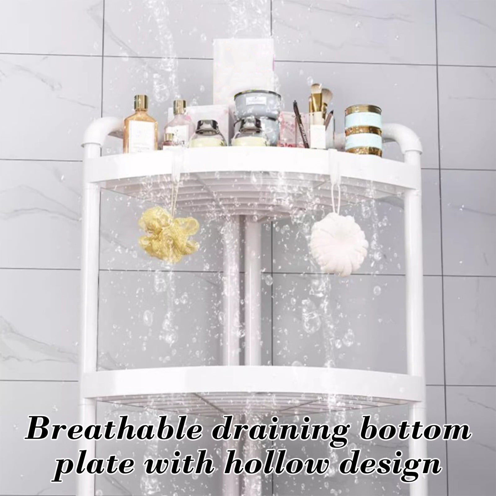 Ovzne 4-Tier Corner Shower Shelf – 36.2 X 16.9 X 12.2 Inches Plastic Shower Organizer, Adjustable Bathroom Rack With Stable Design For Shampoo, Conditioner More