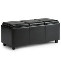 Avalon 42 inch Wide Contemporary Storage Ottoman in Midnight Black Vegan Leather