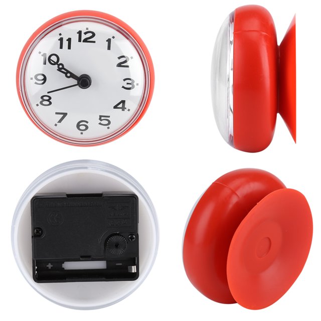 Reloj de Pared de Ba?o a Prueba de Agua, Espejo de Ventana de Succión de Pared Reloj de Ducha de Ba?o Accesorios de Ba?o(Rojo) Ecomeon no