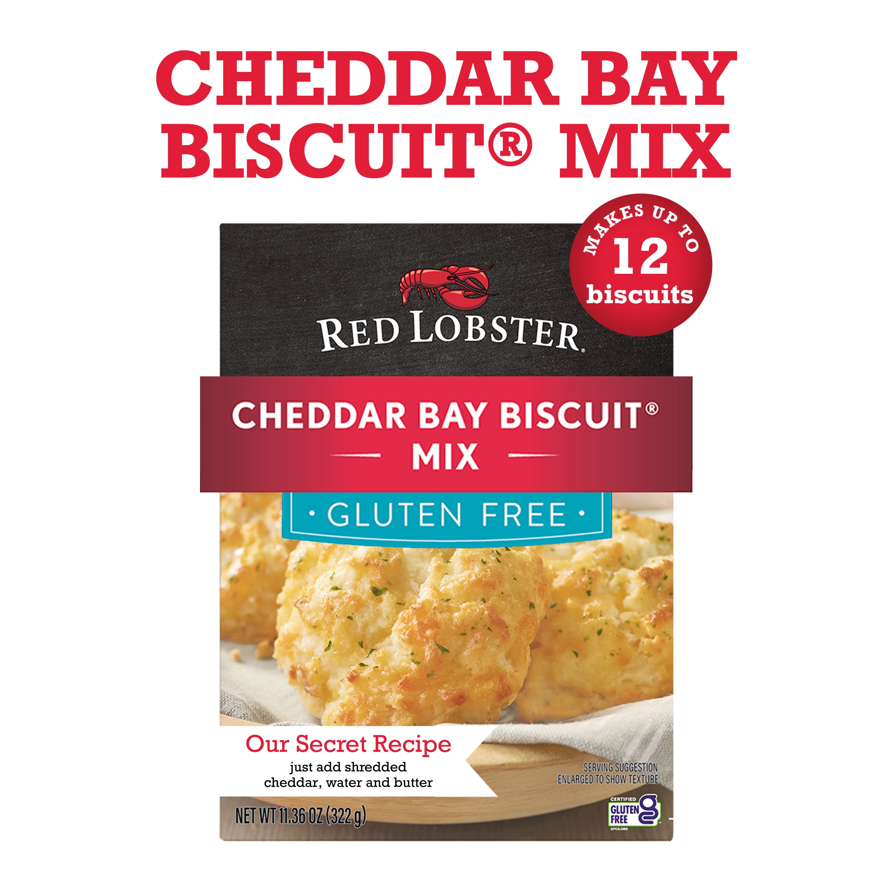 Red Lobster Gluten Free Cheddar Bay Biscuit Mix With Garlic Herb Seasoning, Cheddar Gluten Free Biscuit Mix, 11.36 Oz Box