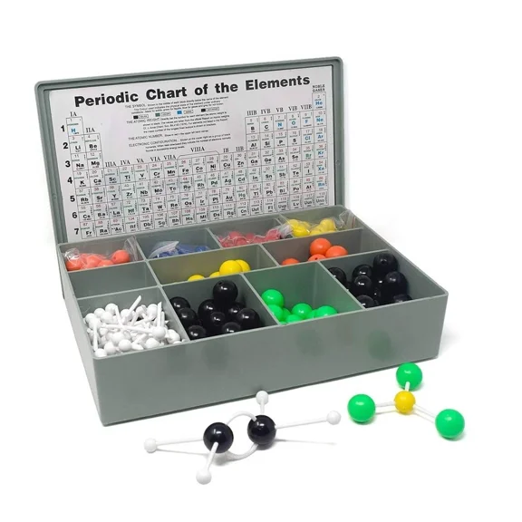 Atomic Model Senior Set – 370 Colored Balls & 185 Lugs in Molded Storage Box – High-Quality Educational Chemistry Kit