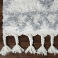 thumbnail image 3 of Boho Tribal Geometric Shag Indoor Tassel Area Rug, Grey/Cream, 8' x 10', 3 of 8