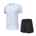 thumbnail image 3 of Weiqiqre Mens Casual 2 Piece Outfits-Short Sleeve Athletic Set Oversize T-Shirts Drawstring Tracksuit Set, 3 of 7